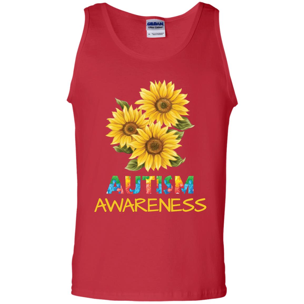 Autism Awareness Sunflower Shirt Red