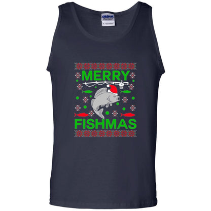 Christmas T-shirt Merry Fishmas Merry Christmas Fisherman Navy
