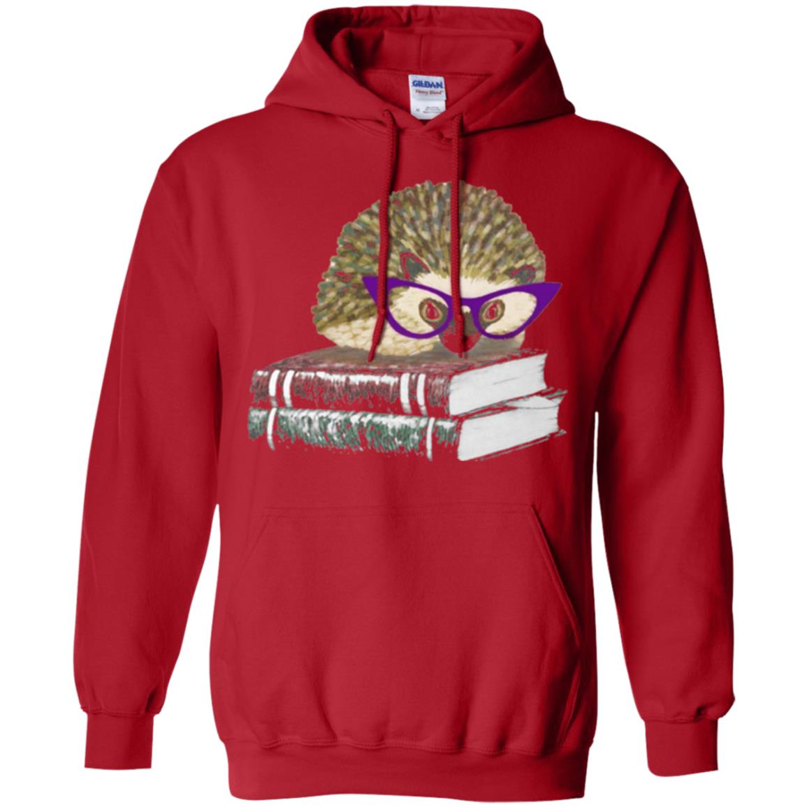 Adorable Hedgehog Book Nerd Gift Shirt Red