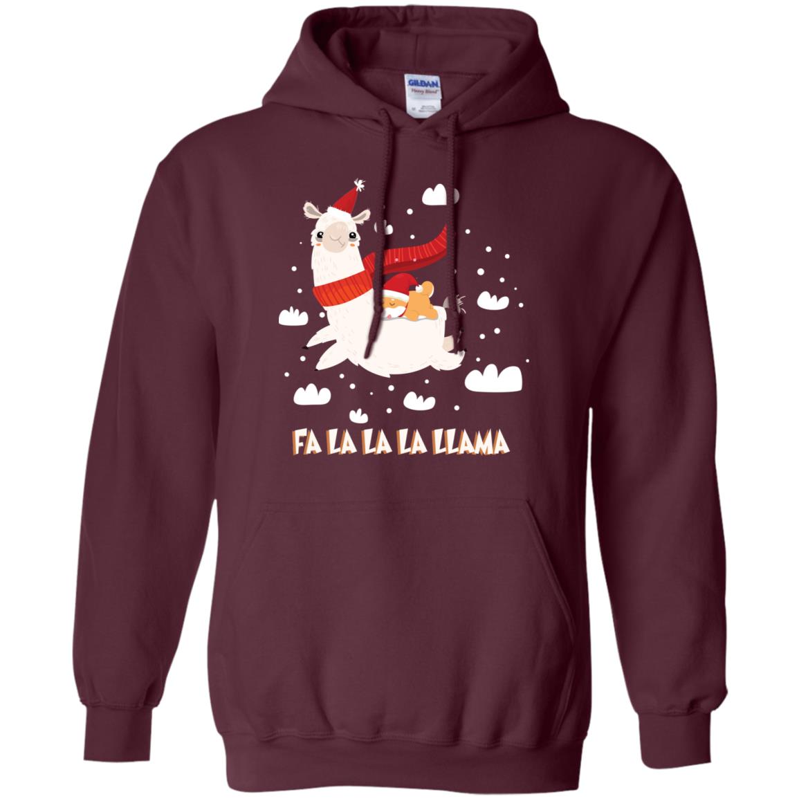 Fa La La La Llama With Shiba Inu X-mas Gift Shirt Maroon