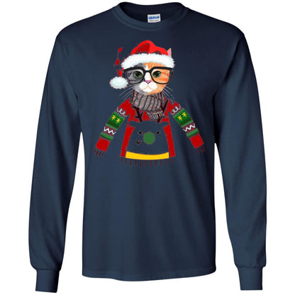 Christmas T-shirt Cat Lover Meowy Christmas T-shirt Navy