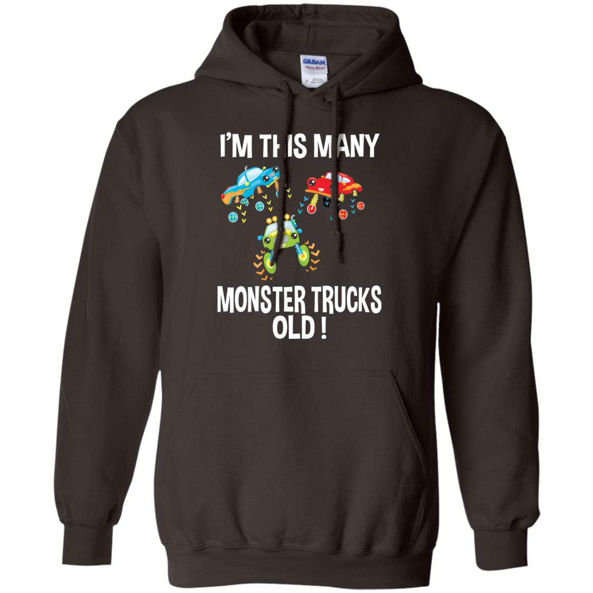 Birthday 3th Shirt Im This Many Monster Trucks Old Dark Chocolate