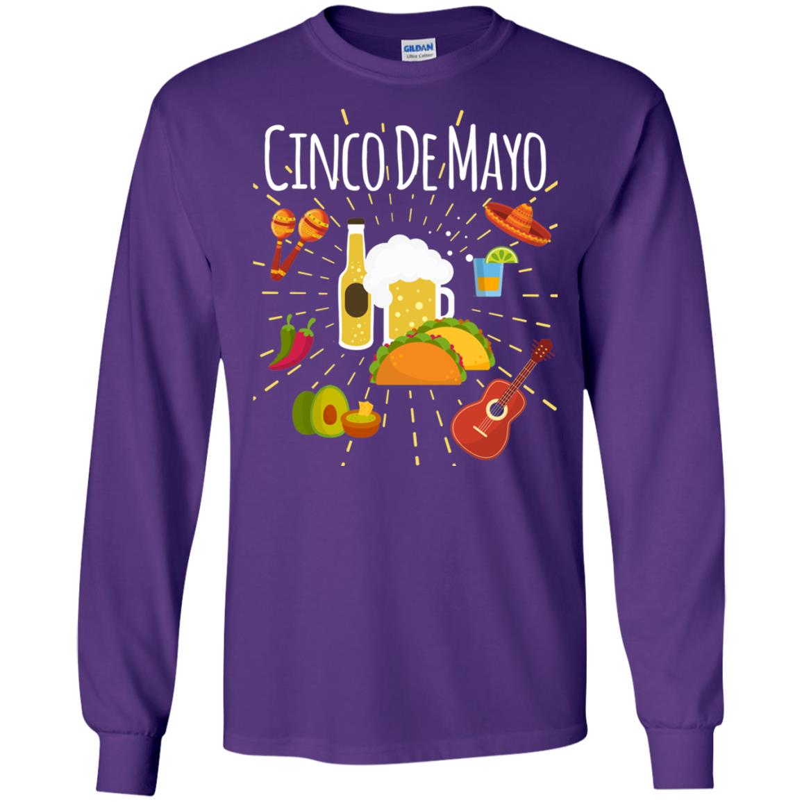 Cinco De Mayo Beer Tacos Guitar Mexico Shirt Purple