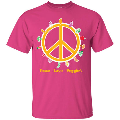 Vegetarian T-shirt Peace Love Veggies Heliconia