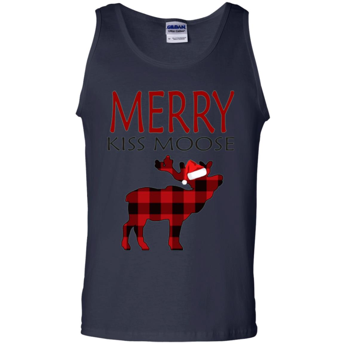 Christmas T-shirt Merry Kiss Moose Navy