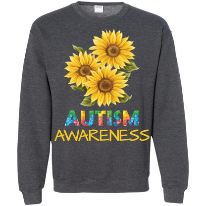 Autism Awareness Sunflower Shirt Dark Heather