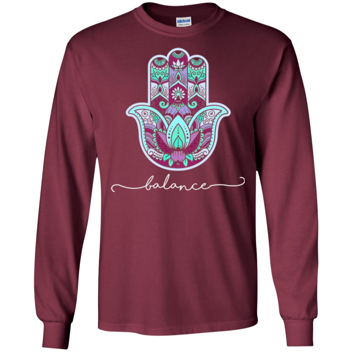 Balance Yoga Gym Hamsa T-shirt Maroon