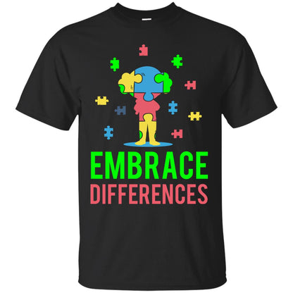 Autism Awareness T-shirt Embrace Differences Black