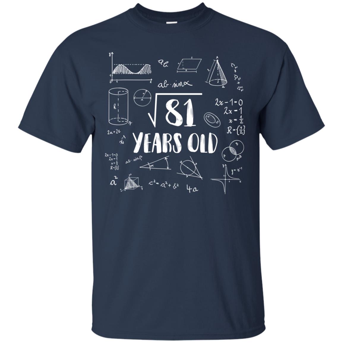 Square Root Of 81 9th Birthday 9 Years Old Math T-shirt Navy