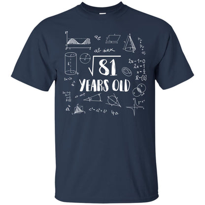 Square Root Of 81 9th Birthday 9 Years Old Math T-shirt Navy