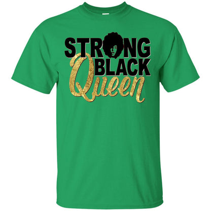 Strong Black Queen Gold Afro Melanin Black Girl Magic T-shirt Irish Green