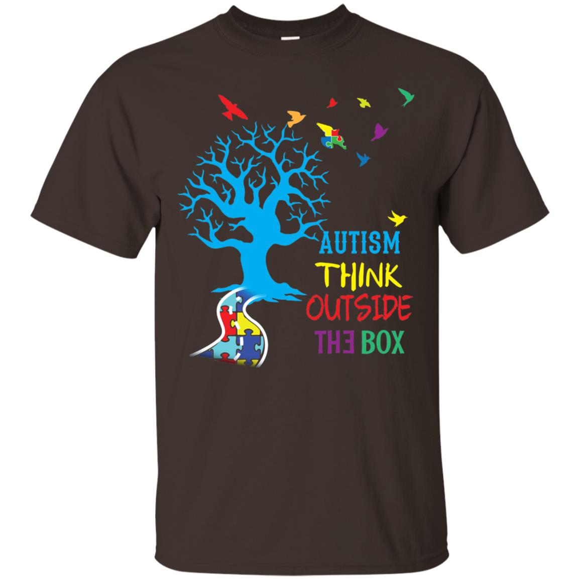 Autism Awareness T-shirt Autism Think Outside Dark Chocolate