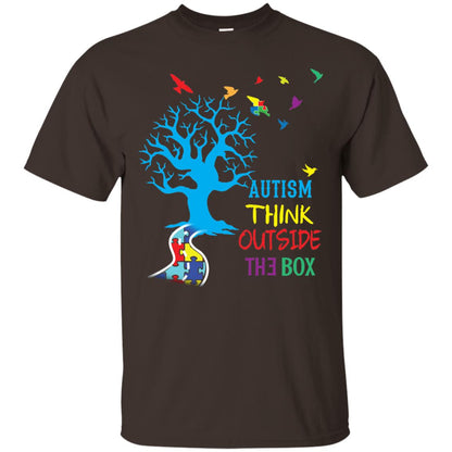 Autism Awareness T-shirt Autism Think Outside Dark Chocolate
