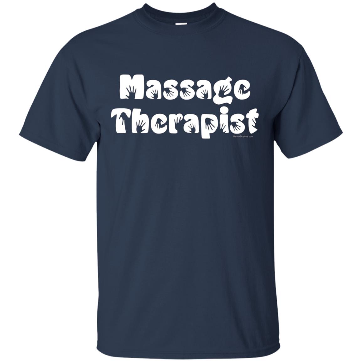 Massage Therapist White Handprint Text T-shirt Navy