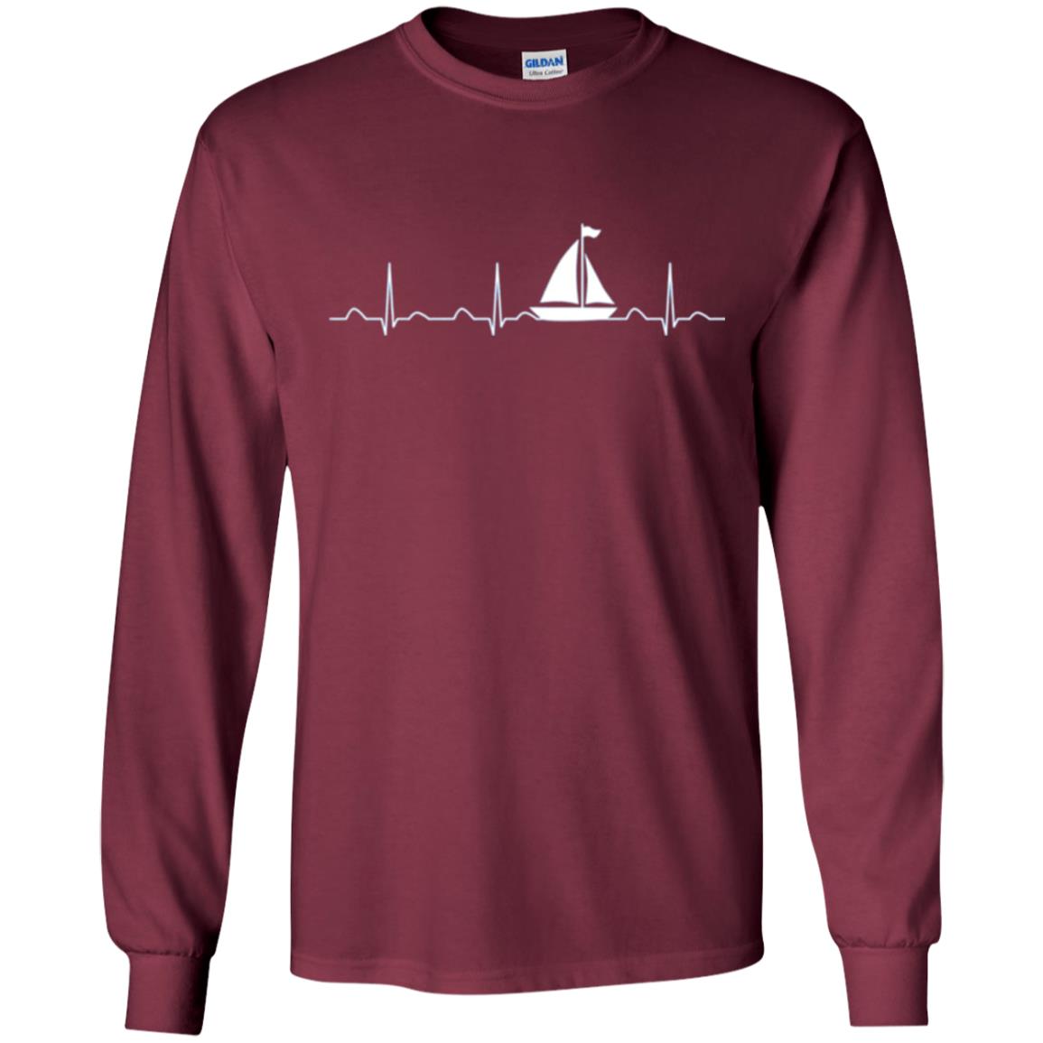 Boating Sailor T-shirt Heartbeat Maroon