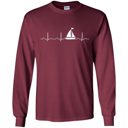 Boating Sailor T-shirt Heartbeat Maroon