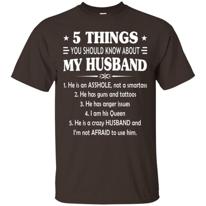 Wife T-shirt 5 Things You Should Know About My Husband Dark Chocolate