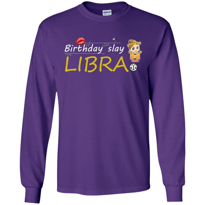 Cute Libra Girl Birthday Lip Slay T-shirt Purple