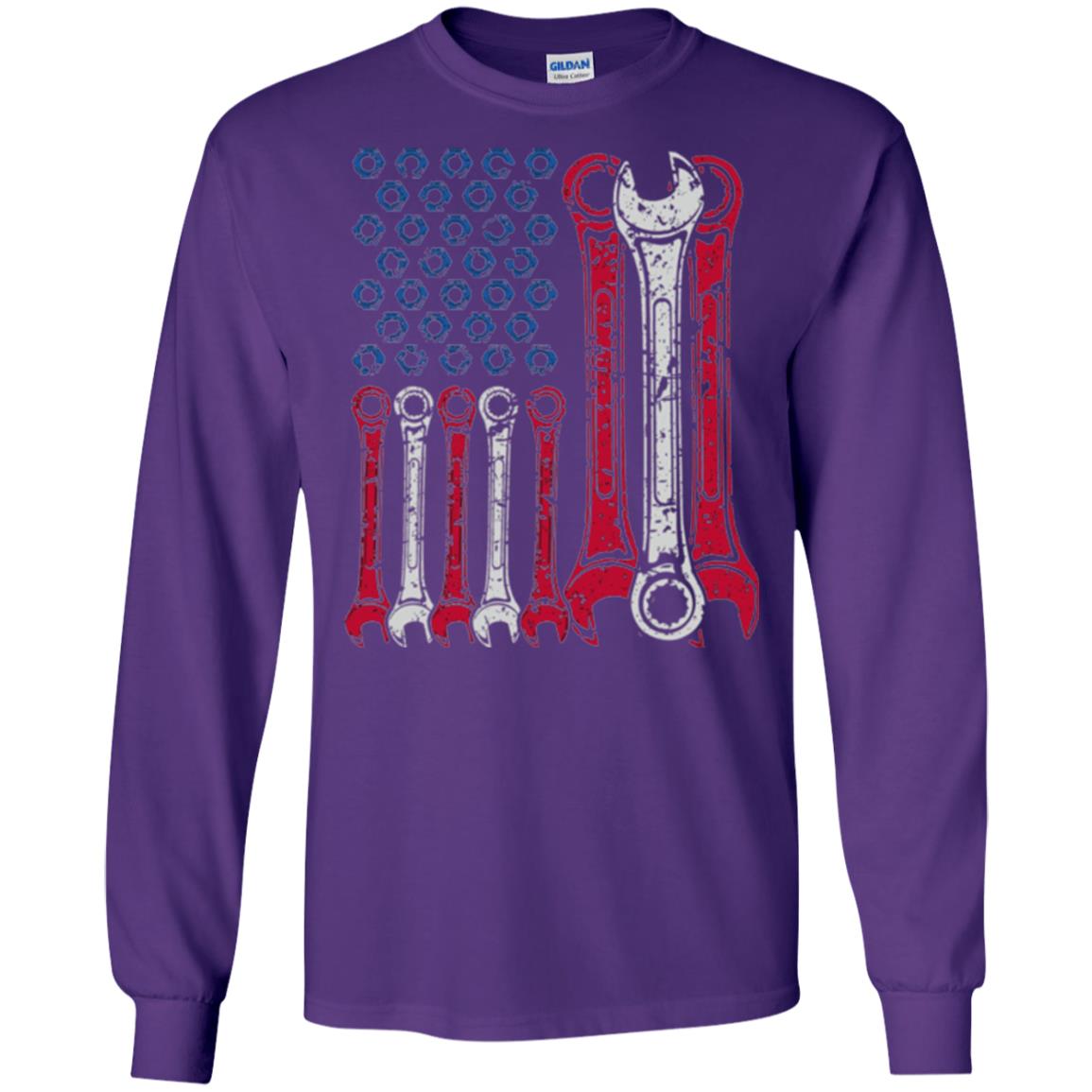 Mechanic T-shirt Usa Red White Blue American Flag Purple