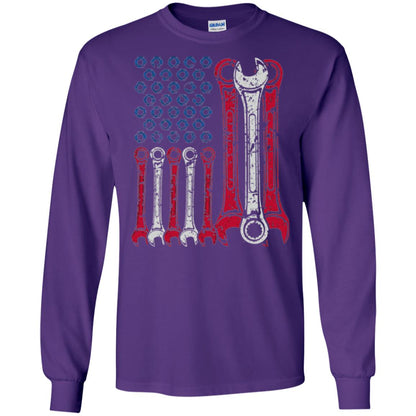 Mechanic T-shirt Usa Red White Blue American Flag Purple