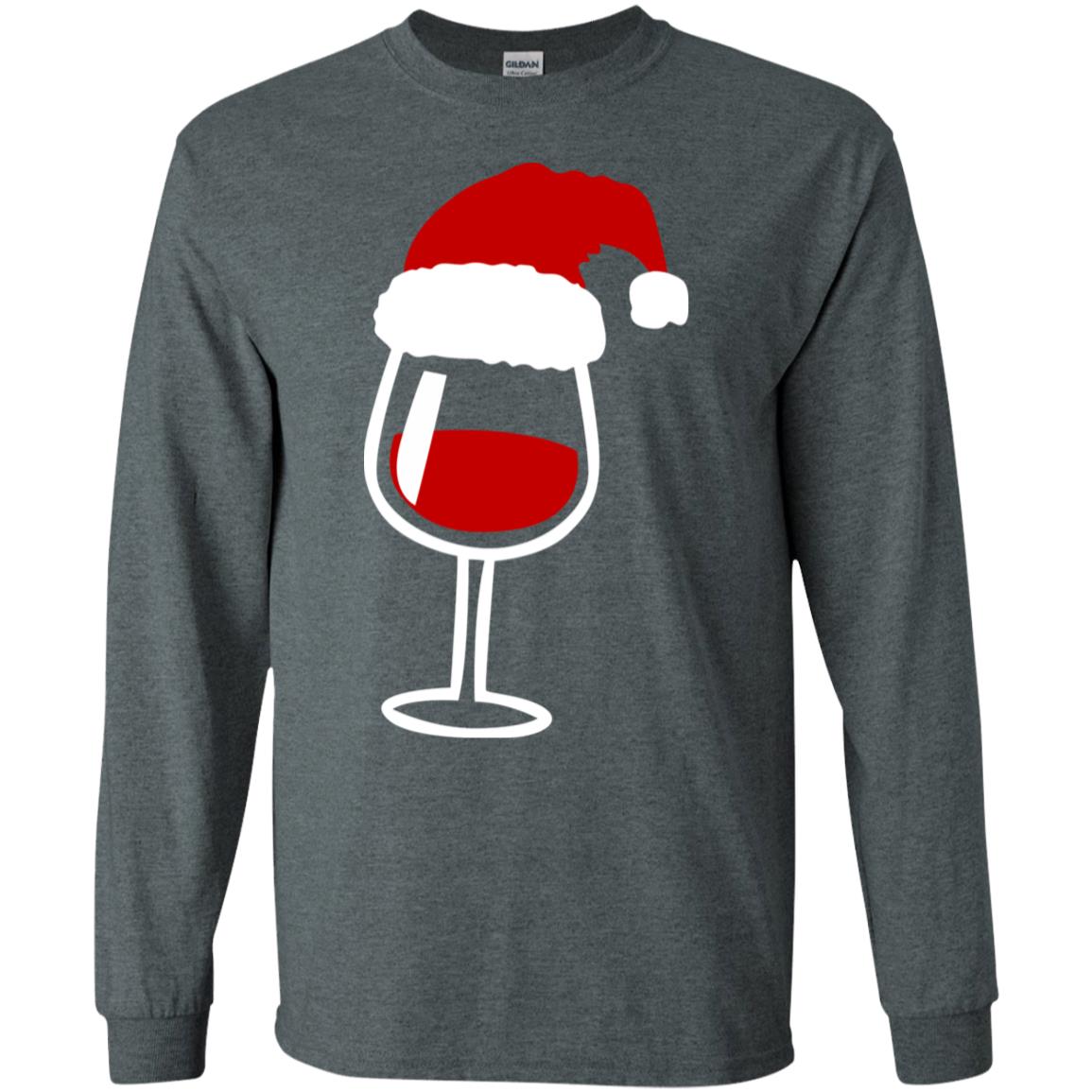 Twinkle Red Wine Glass Santa Hat X-mas Gift Shirt Dark Heather