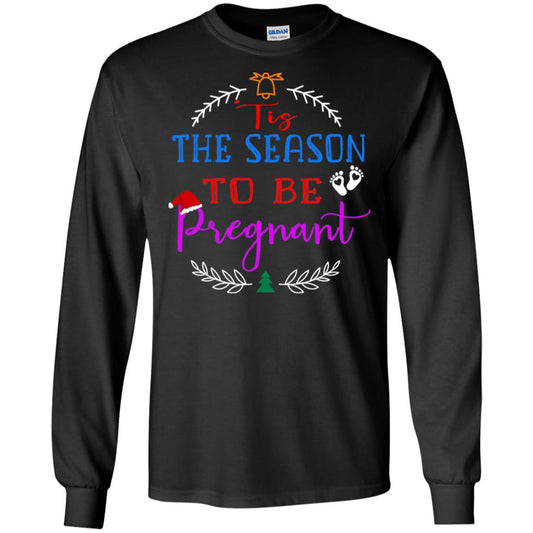 Tis Season To Be Pregnant Pregnancy Announcement Gift Shirt Black
