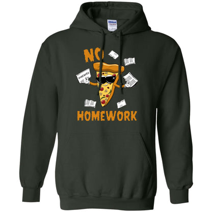 No Homework Funny Pizza Shirt Forest Green
