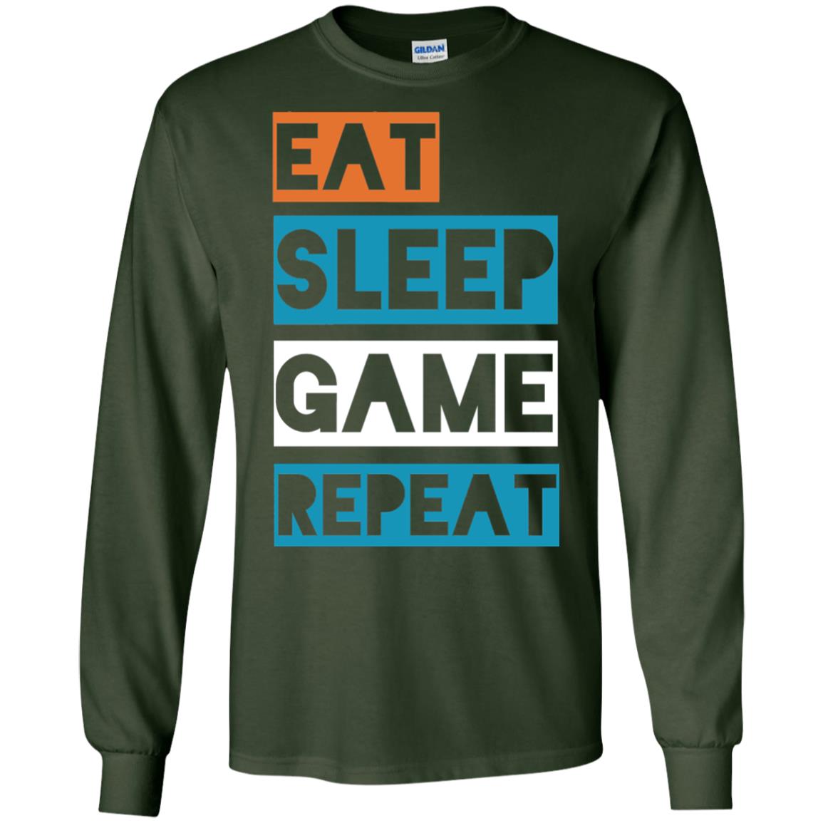 Eat Sleep Game Repeat Video Gamer Player T-shirt Forest Green