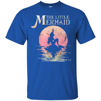 Cartoon T-shirt The Little Mermaid Ariel Rock Moon Silhouette Royal