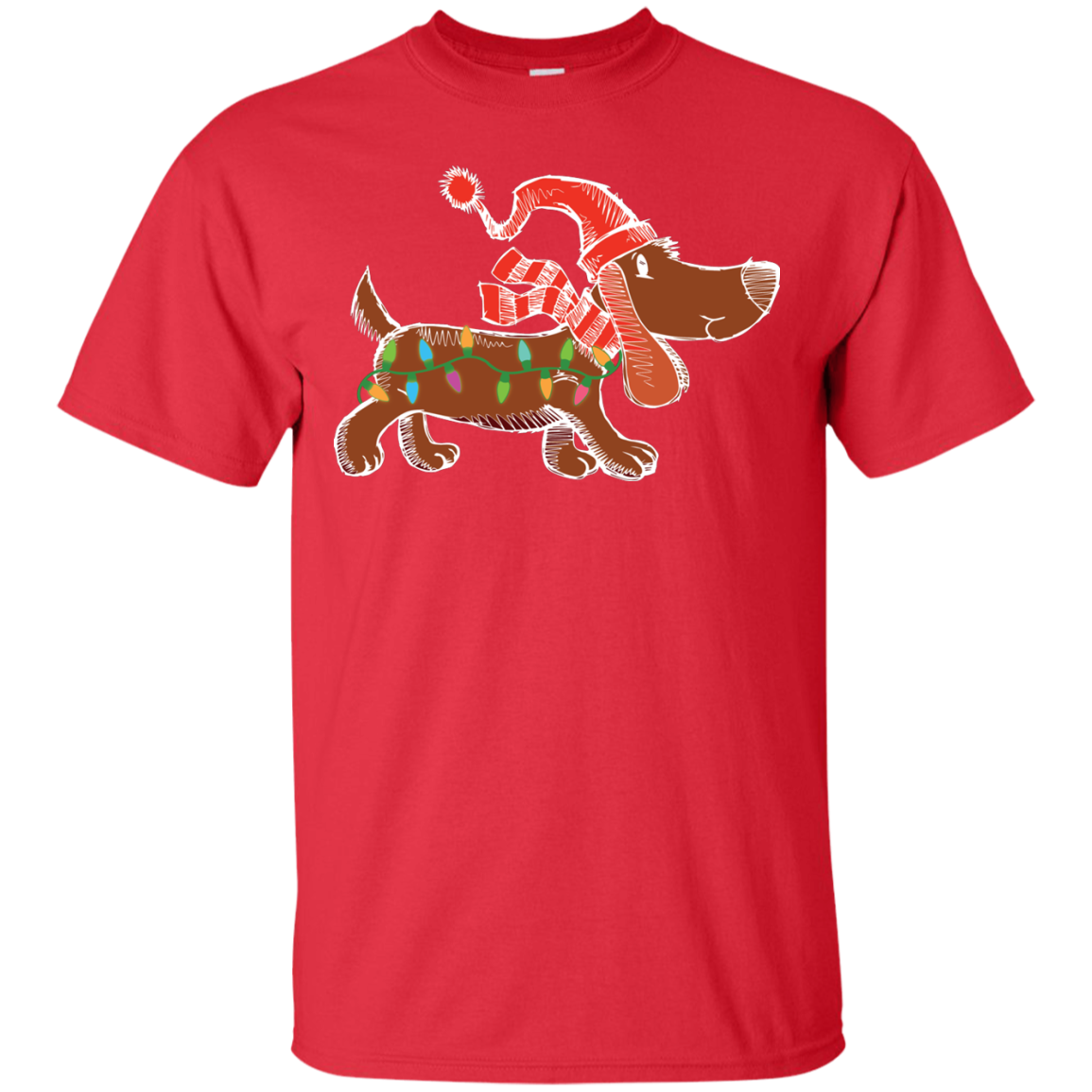 Dog Lover T-Shirt Christmas Lights Labrador Retriever Dog Lover Red