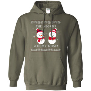 The Vegans Ate My Nose Funny Snowman Saying X-mas Gift ShirtG185 Gildan Pullover Hoodie 8 oz.