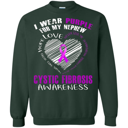 Cystic Fibrosis Awareness T-shirt I Wear Purple Forest Green