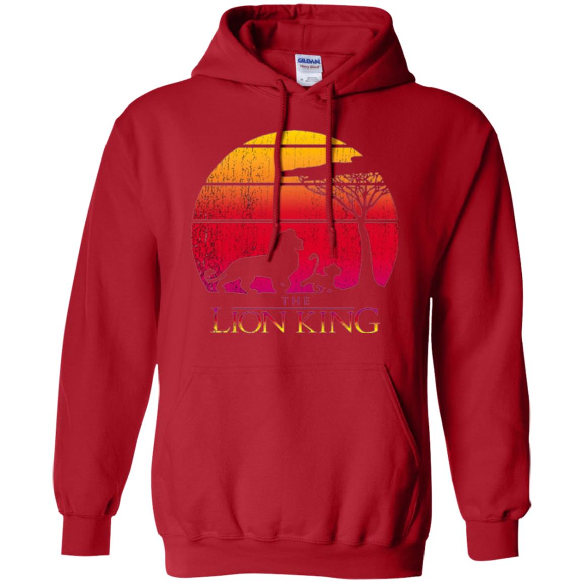 Cartoon T-shirt Lion King Vintage Sunset Red