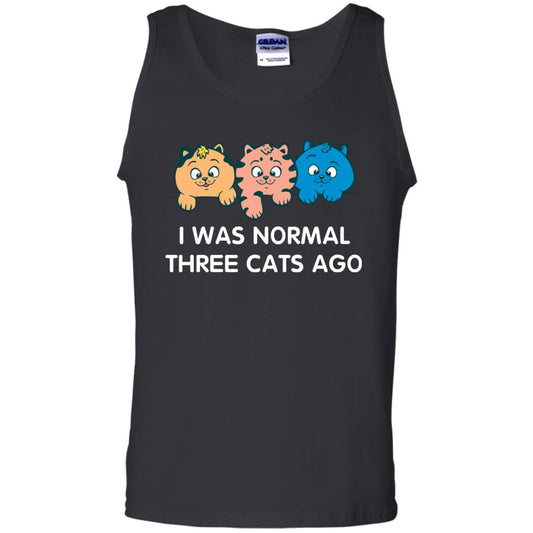 Cat Lover T-shirt I Was Normal Three Cats Ago Black
