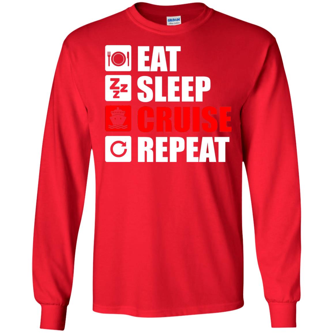 Eat Sleep Cruise Repeat Summer Vacation T-shirt Red