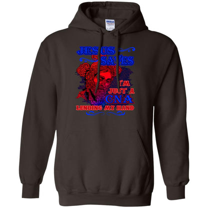 Jesus Saves I'm Just A Cna Lending My Hand Christian Gift Shirt Dark Chocolate