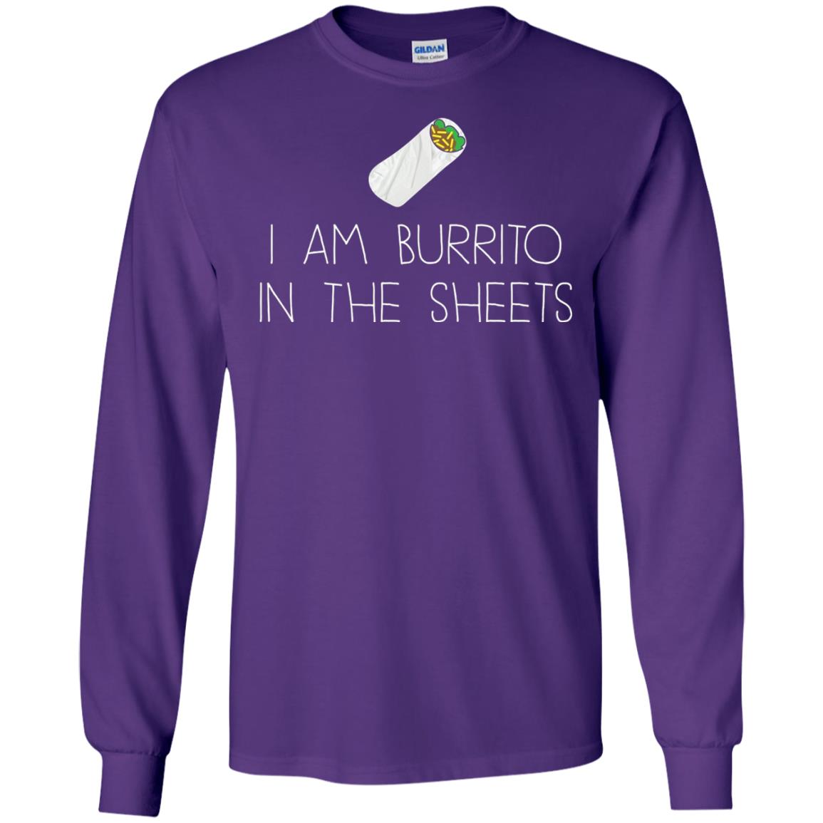 Burrito T-shirt I Am A Burrito In The Sheets Swaddling Purple