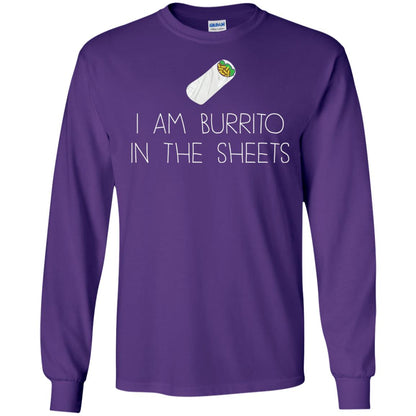 Burrito T-shirt I Am A Burrito In The Sheets Swaddling Purple