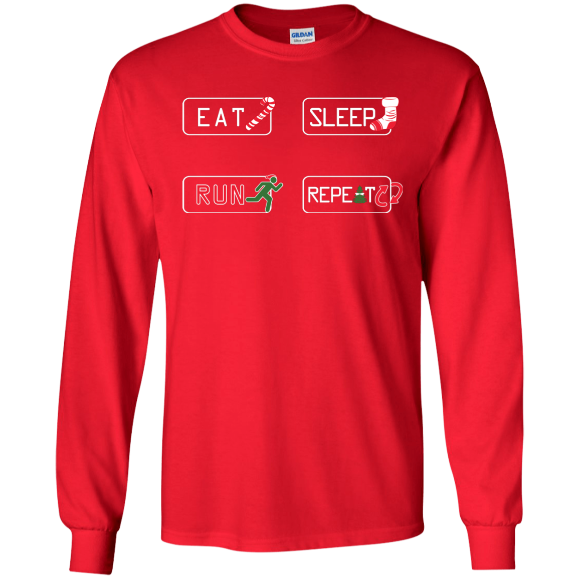 Christmas T-Shirt Eat Sleep Run Repeat Red
