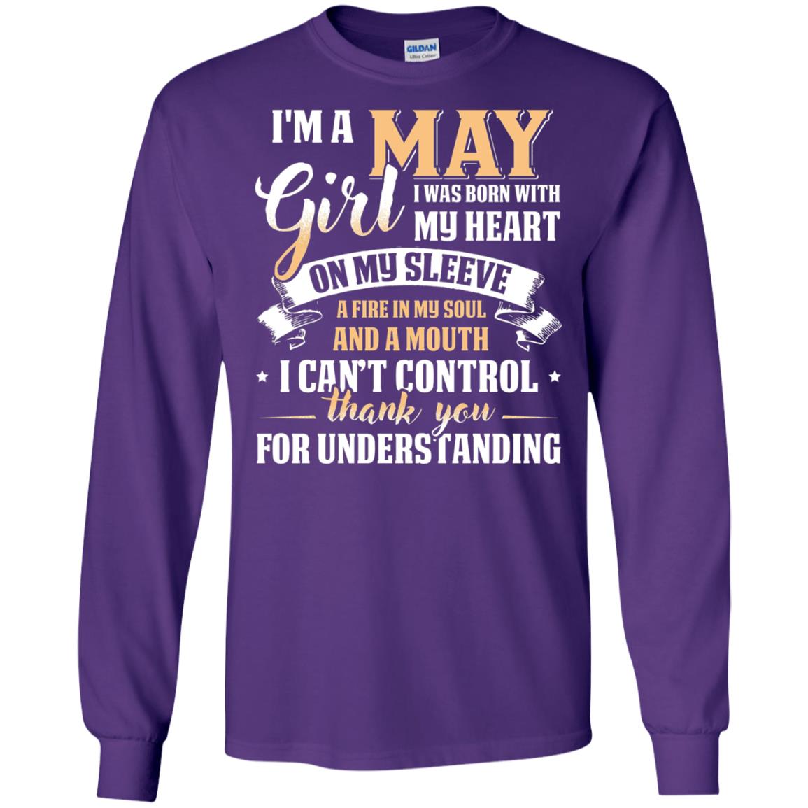 Im A May Girl I Was Born With My Heart On My Sleeve Purple