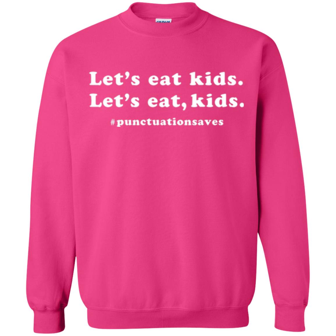 Funny Teacher T-shirt Let_s Eat Kids Punctuation Saves Heliconia