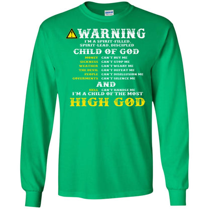 Christian T-shirt Warning I’m A Spirit-filled Spirit-lead Discipled Child Of God Irish Green