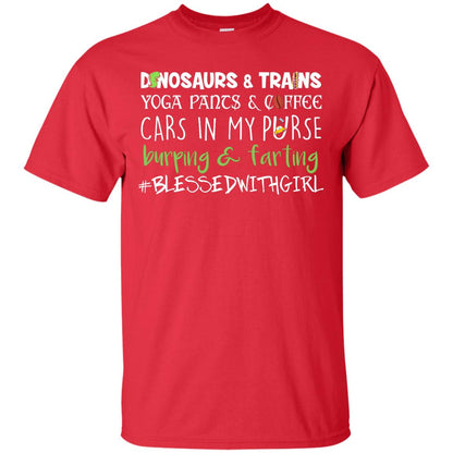 Dinosaurs And Trains Yoga Pants Coffee Cars In My Purse Buring Farting Mom Of Girls Shirt Red