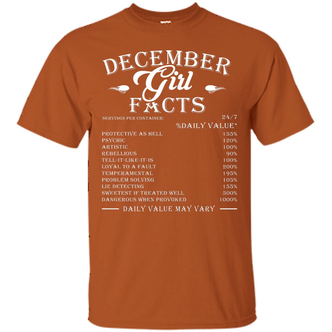 December Girl Facts T-shirt Texas Orange