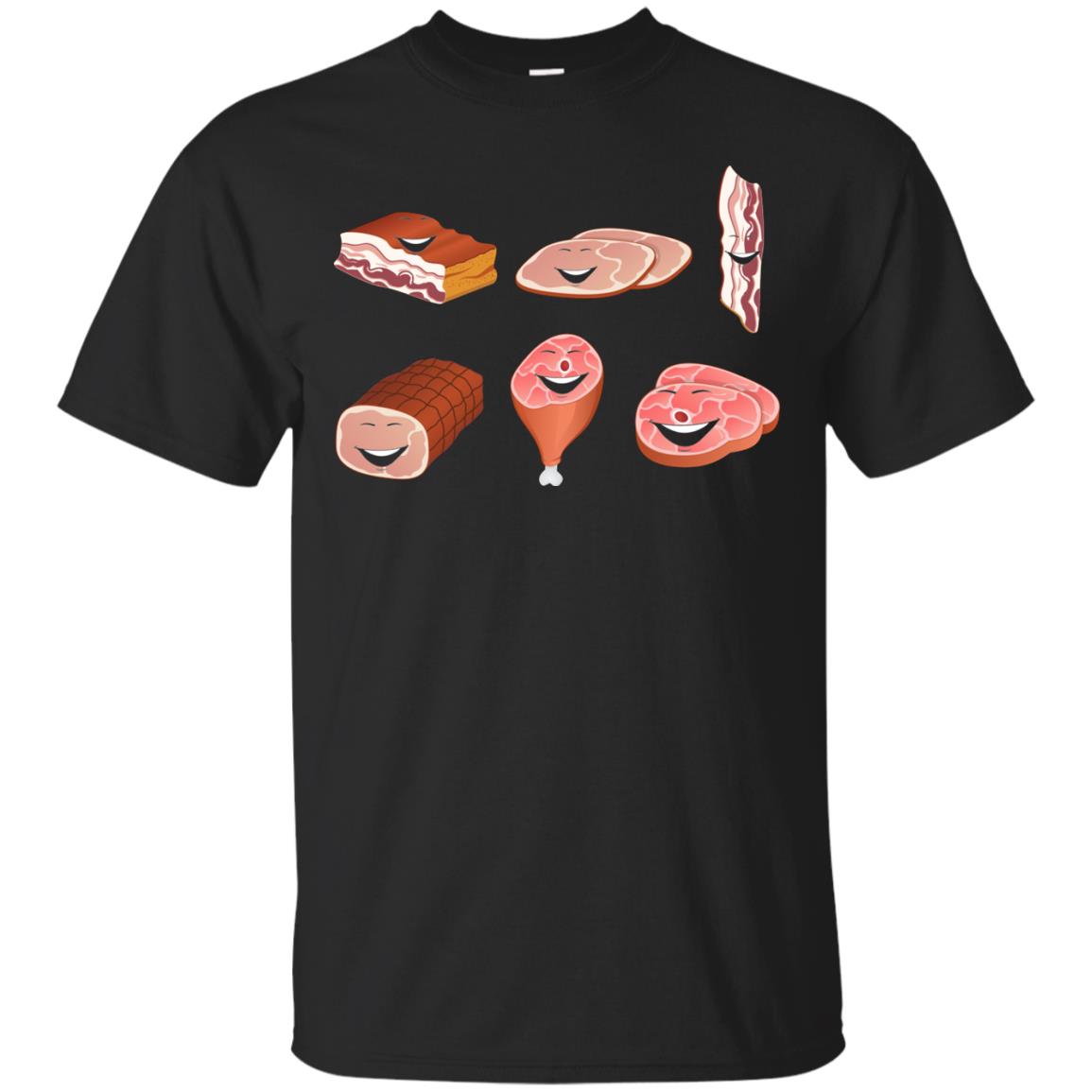 Funny Bbq T-shirt Meat Family Black
