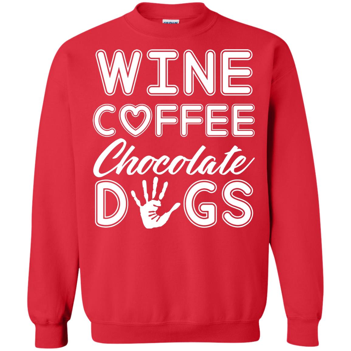 Wine Coffee Chocolate Dogs Family T-shirt Red