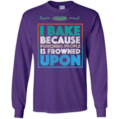 Baking Lovers T-shirt I Bake Because Punching People Is Frowned Upon Purple