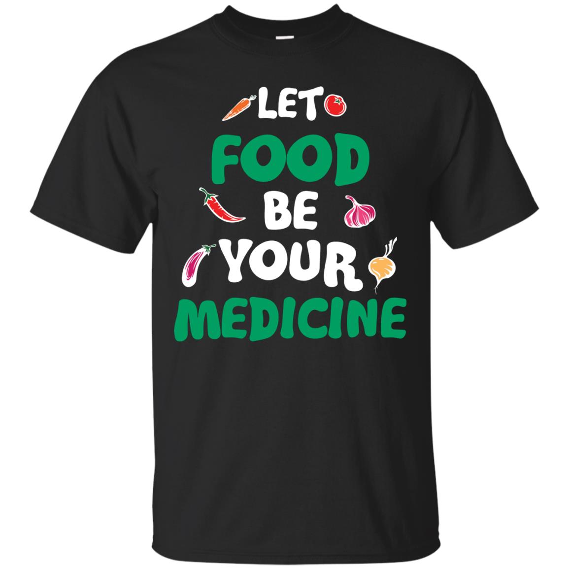 Vegetarian T-shirt Let Food Be Your Medicine Black