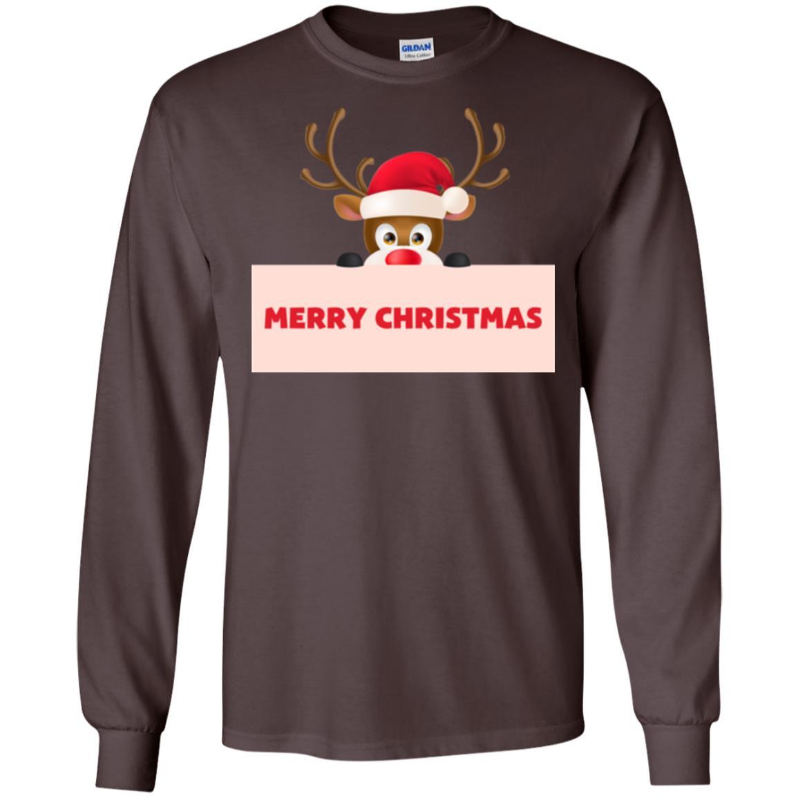 Christmas T-shirt Reindeer Merry Christmas T-shirt Dark Chocolate
