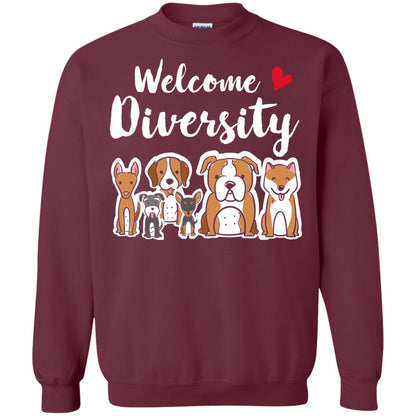 Dog Lover T-shirt Welcome Diversity Maroon